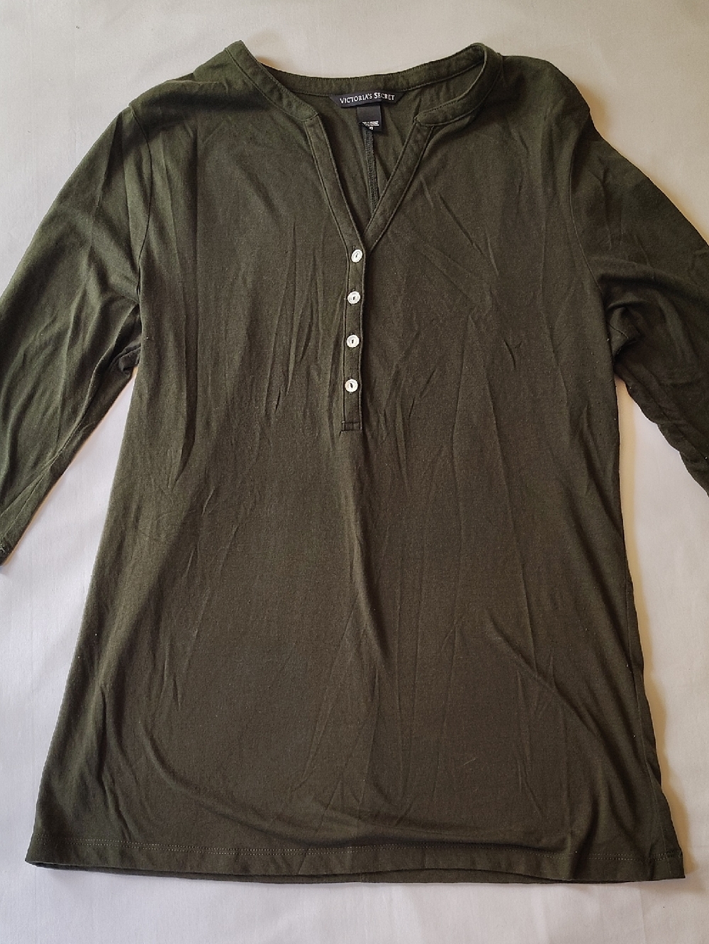 Victoria's Secret Dark Olive Green Long Sleeve Henley Large